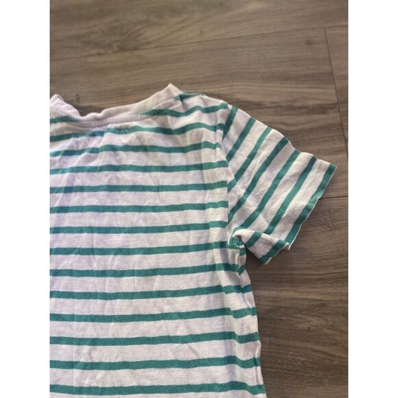 H&M Boys Striped Shirt Size US 4-6Y Green and White Striped with Pocket - Picture 3 of 13